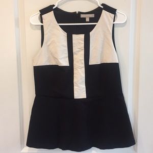Banana Republic Black and Cream Peplum Top